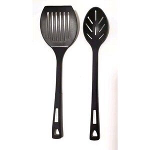 Calphalon Nylon Cooking Utensils Black Gray Set of 2 Heat Up To 400 Degrees